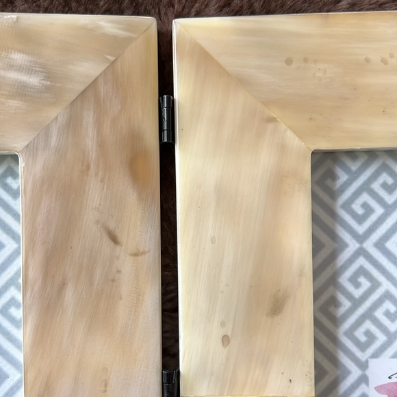 Natural Horn Hinged 4x6 Picture Dual Frame Home Table Decor Ivory Tan - Picture 14 of 17